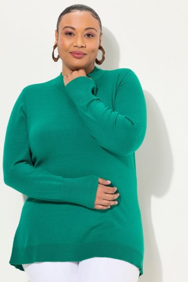Ulla Popken Long Sleeves Mock Turtleneck Sweater Emerald Green - Felpe & felpe con cappuccio - Felpe, Hoodie e Maglieria Calda
