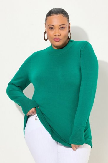 Ulla Popken Long Sleeves Mock Turtleneck Sweater Emerald Green - Felpe & felpe con cappuccio - Felpe, Hoodie e Maglieria Calda