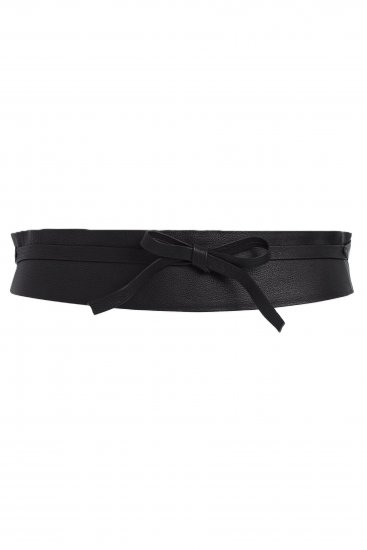 Ulla Popken Soft Leather Tie Belt Black - Cinture donna - 