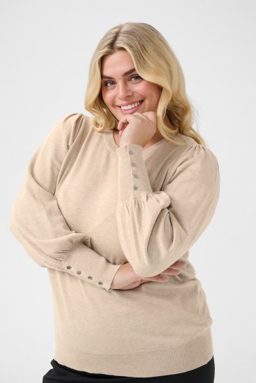 Kaffe Curve Lizzy Maglione a maniche lunghe Beige - Pullover e cardigan - 
