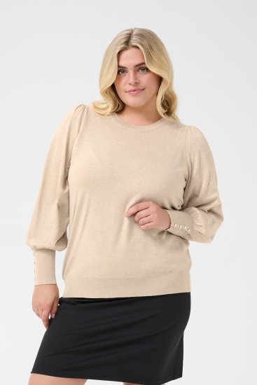 Kaffe Curve Lizzy Maglione a maniche lunghe Beige - Pullover e cardigan - 