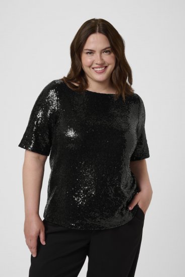 Kaffe Curve Mirana Sequin Blouse Black - Camicette - 