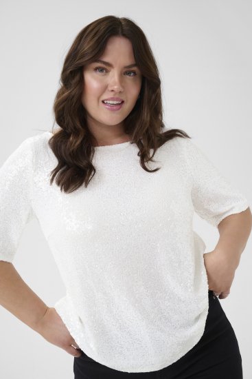 Kaffe Curve Mirana Sequin Blouse Chalk - Camicette - 