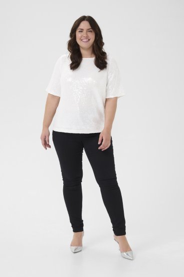 Kaffe Curve Mirana Sequin Blouse Chalk - Camicette - 