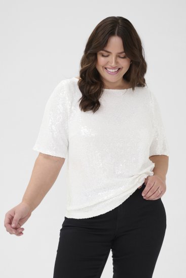 Kaffe Curve Mirana Sequin Blouse Chalk - Camicette - 