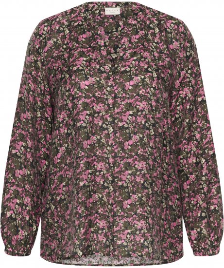 Kaffe Curve Belle Blouse Pink Black Graphic Flower - Camicette - 