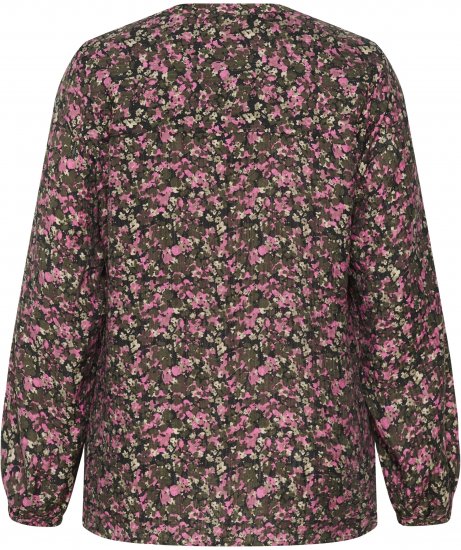 Kaffe Curve Belle Blouse Pink Black Graphic Flower - Camicette - 