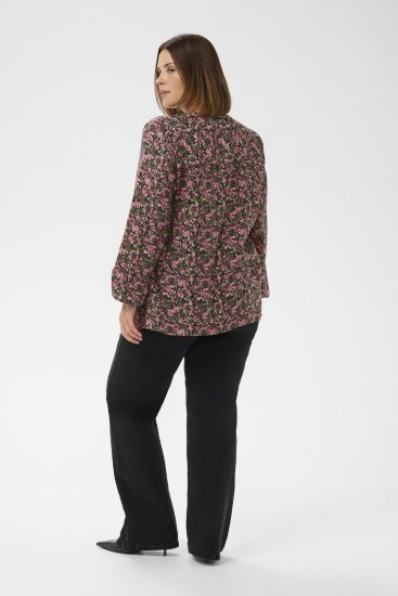 Kaffe Curve Belle Blouse Pink Black Graphic Flower - Camicette - 