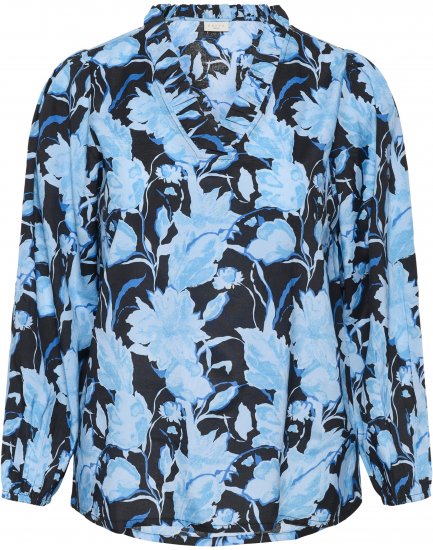 Kaffe Curve Sasja Blusa a maniche lunghe Blue Snake Flower - Camicie e tuniche - 