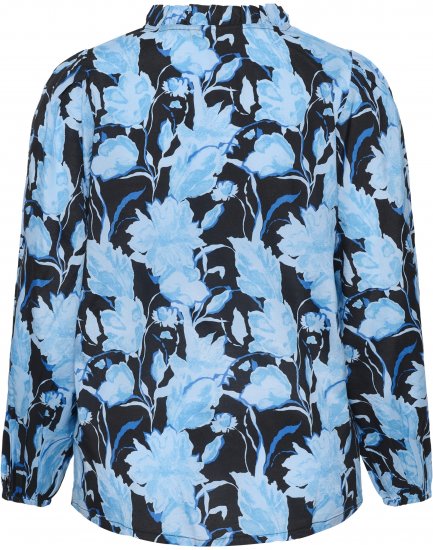 Kaffe Curve Sasja Blusa a maniche lunghe Blue Snake Flower - Camicie e tuniche - 