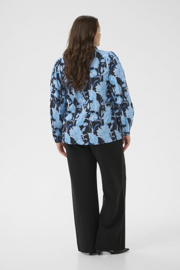 Kaffe Curve Sasja Blusa a maniche lunghe Blue Snake Flower - Camicie e tuniche - 
