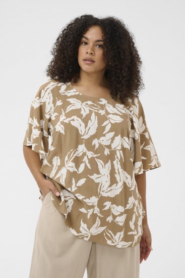 Kaffe Curve Marla Blouse Oak Chalk Leaf - Camicette - 
