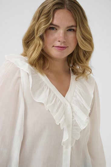 Kaffe Curve Lana Frill Blouse White - Camicette - 