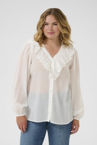 Kaffe Curve Lana Frill Blouse White - Camicette - 