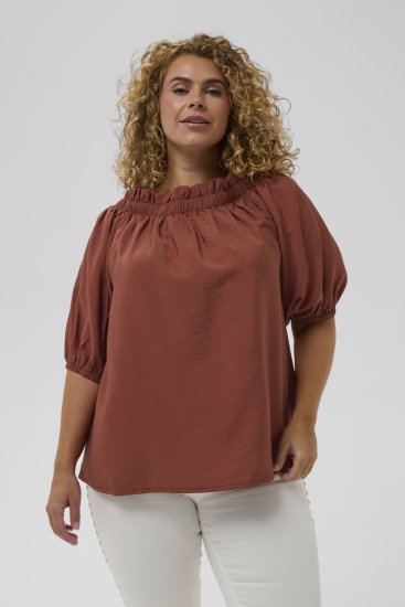 Kaffe Curve Neela Off-Shoulder Blouse Henna Brown - Camicie e tuniche - 