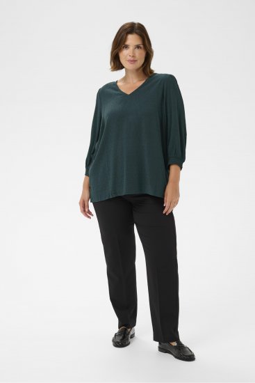 Kaffe Curve Pippi Blouse 3/4 Sleeve Magical Forest Green - Camicie e tuniche - 