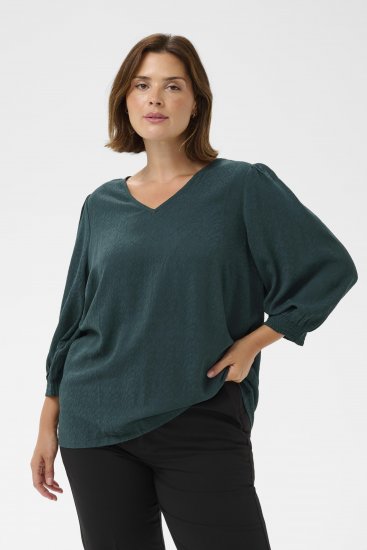 Kaffe Curve Pippi Blouse 3/4 Sleeve Magical Forest Green - Camicie e tuniche - 