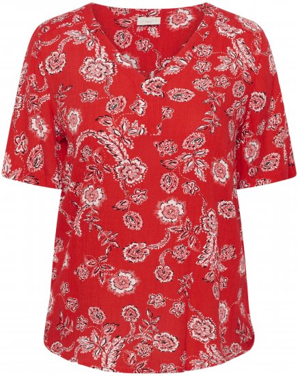 Kaffe Curve Ami Short Sleeve Blouse Printed Poppy Red - Camicie e tuniche - 