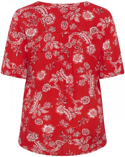 Kaffe Curve Ami Short Sleeve Blouse Printed Poppy Red - Camicie e tuniche - 
