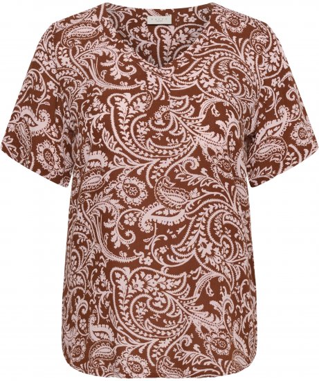 Kaffe Curve Ami Short Sleeve Blouse Printed Henna Brown - Camicie e tuniche - 