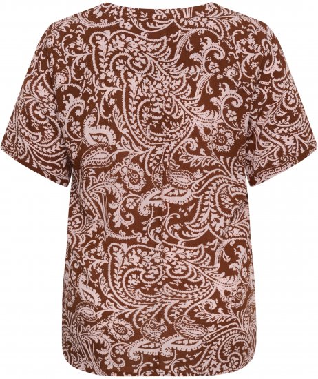 Kaffe Curve Ami Short Sleeve Blouse Printed Henna Brown - Camicie e tuniche - 