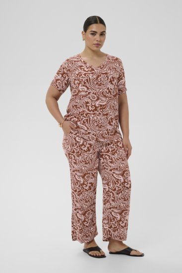 Kaffe Curve Ami Short Sleeve Blouse Printed Henna Brown - Camicie e tuniche - 