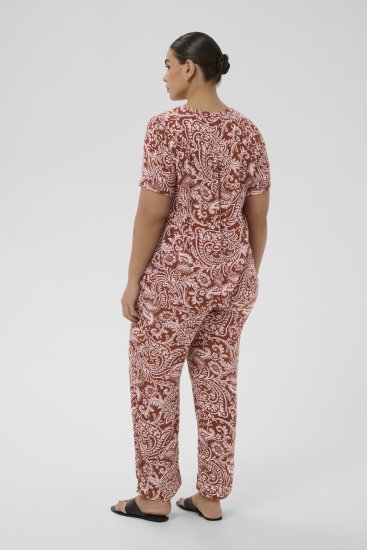 Kaffe Curve Ami Short Sleeve Blouse Printed Henna Brown - Camicie e tuniche - 