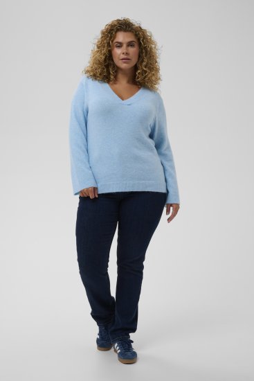 Kaffe Curve Jilanda V-Neck Pullover Blue - Pullover e cardigan - 