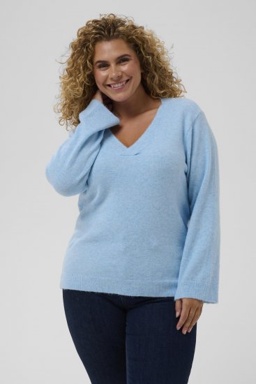 Kaffe Curve Jilanda V-Neck Pullover Blue - Pullover e cardigan - 