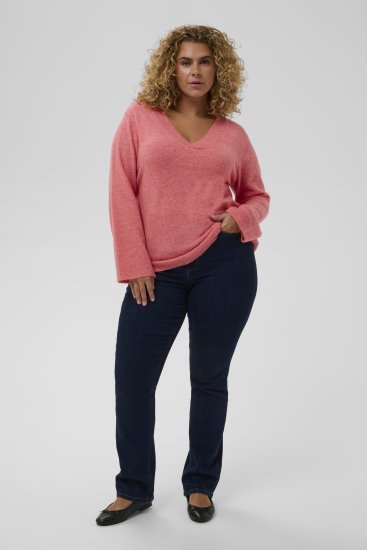 Kaffe Curve Jilanda V-Neck Pullover Red - Pullover e cardigan - 