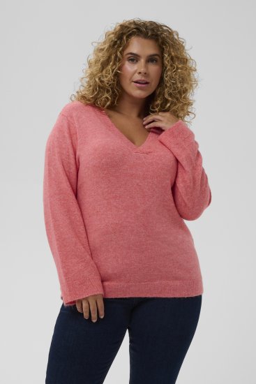 Kaffe Curve Jilanda V-Neck Pullover Red - Pullover e cardigan - 