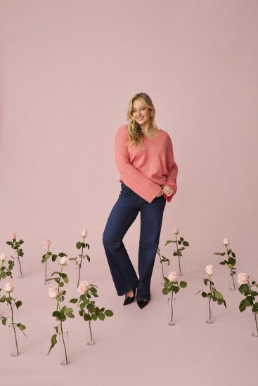 Kaffe Curve Jilanda V-Neck Pullover Red - Pullover e cardigan - 