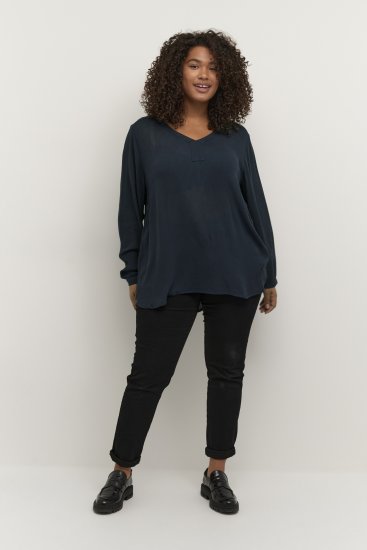 Kaffe Curve Ami Manica lunga Blusa Blu navy notte - T-shirt - 