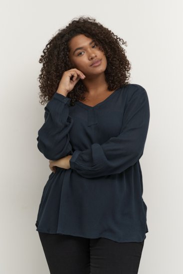 Kaffe Curve Ami Manica lunga Blusa Blu navy notte - T-shirt - 