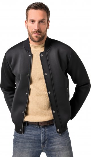 JP1880 College Jacket Scuba Fabric with Zipper Black - Giubbotti - Giubbotti Uomo Taglie Forti