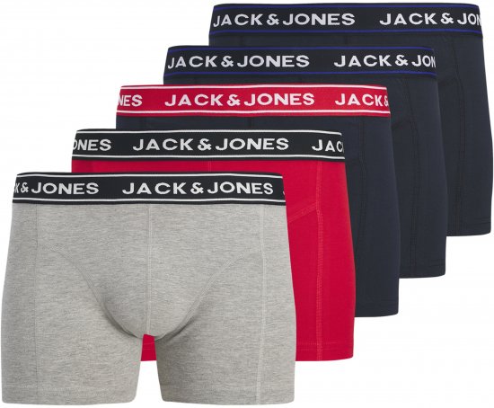 Jack & Jones Hector Solid Trunks 5-Pack Grey - Boxer - Boxer Uomo Taglie Forti