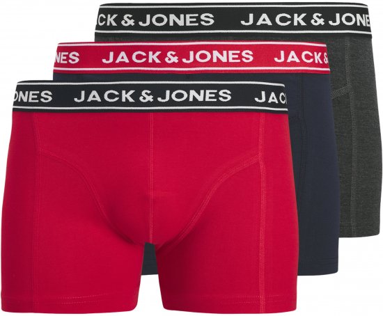 Jack & Jones Hector Solid Trunks 3-Pack Navy/Red/Grey - Boxer - Boxer Uomo Taglie Forti