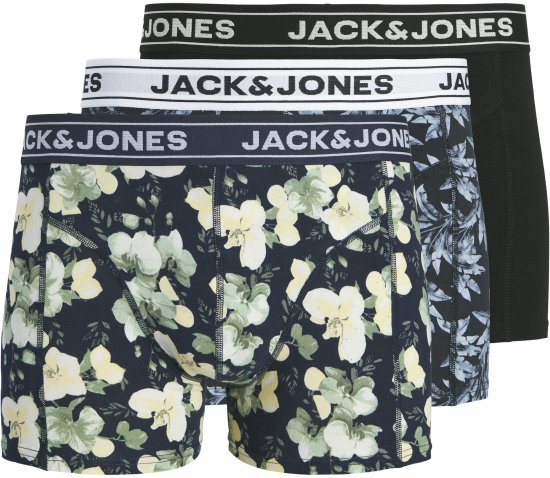 Jack & Jones Acray Flower Boxers 3-Pack Black/Navy - Intimo & costumi da bagno - Intimo Taglie Forti Uomo