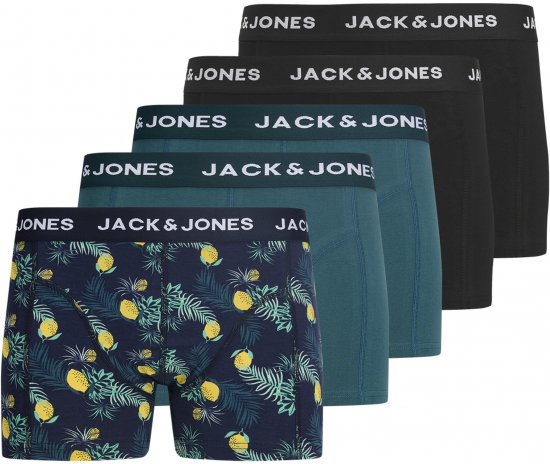 Jack & Jones Jake Lemon 5-Pack Trunks Black/Blue - Boxer - Boxer Uomo Taglie Forti