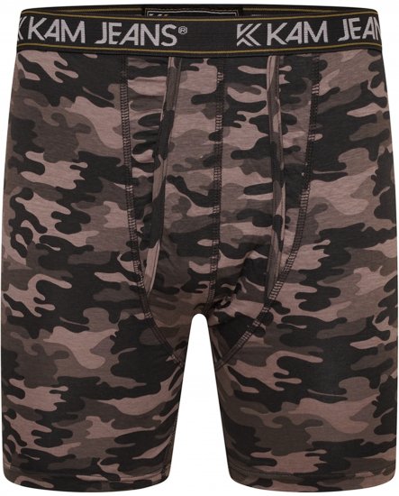 Kam Jeans 813 Camo Print Boxers Charcoal Khaki - Boxer - Boxer Uomo Taglie Forti