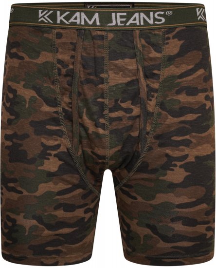 Kam Jeans 813 Camo Print Boxers Charcoal Khaki - Boxer - Boxer Uomo Taglie Forti