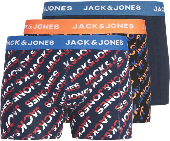 Jack & Jones Logo Trunks 3-Pack Navy Blazer - Intimo & costumi da bagno - Intimo Taglie Forti Uomo