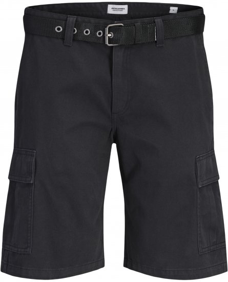 Jack & Jones Cole Hudson Belted Cargo Shorts Black - Shorts - Pantaloncini Uomo Taglie Forti