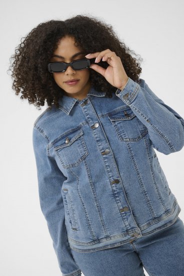 Kaffe Curve Vilana Denim Jacket Washed Blue - Giacche in denim - 