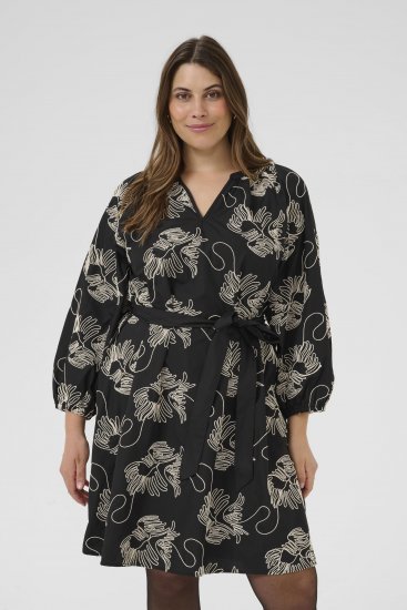 Kaffe Curve Kimmie Dress Black Chalk Embroidery - Vestiti midi - 