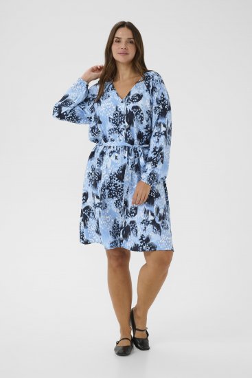 Kaffe Curve Aliana Dress Blue Flower Animal - Vestiti midi - 