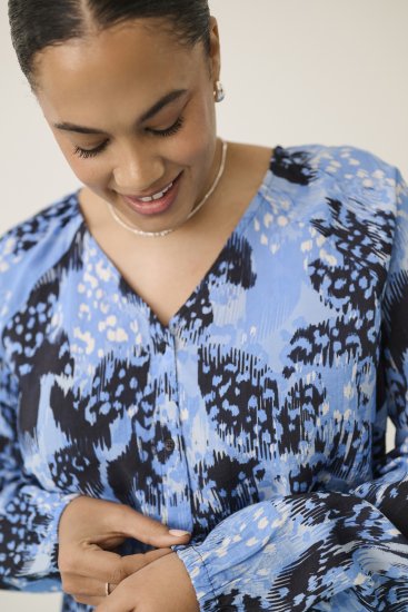 Kaffe Curve Aliana Dress Blue Flower Animal - Vestiti midi - 