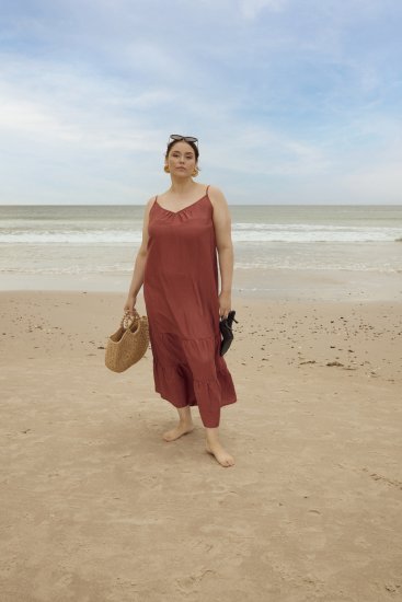 Kaffe Curve Emilia Dress Henna Brown - Vestiti maxi - 