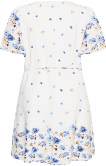 Kaffe Curve Rosa Mini Dress Blue Tones Border Flower - Abiti estivi - 
