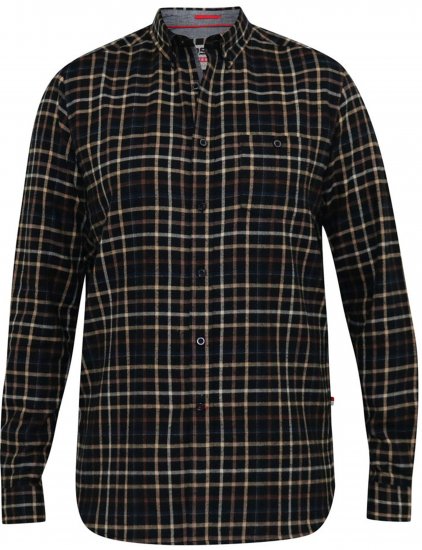 D555 Destin Checked Long Sleeve Shirt Black/Tan Check - Camicie a maniche lunghe - 